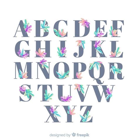Beautiful Alphabet With Flowers Free Vector