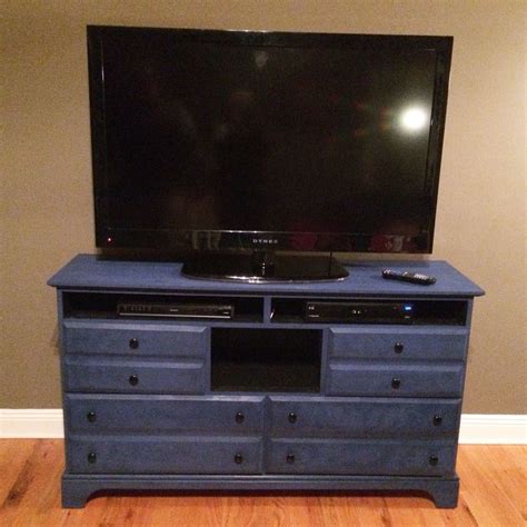 Dresser Converted Into A Tv Stand Annie Sloan Napoleonic Blue Chalk