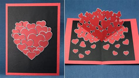 Diy Valentine Pop Up Card How To Make Pop Up Hearts Card For