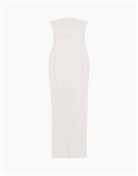 long bandeau rib dress women bershka