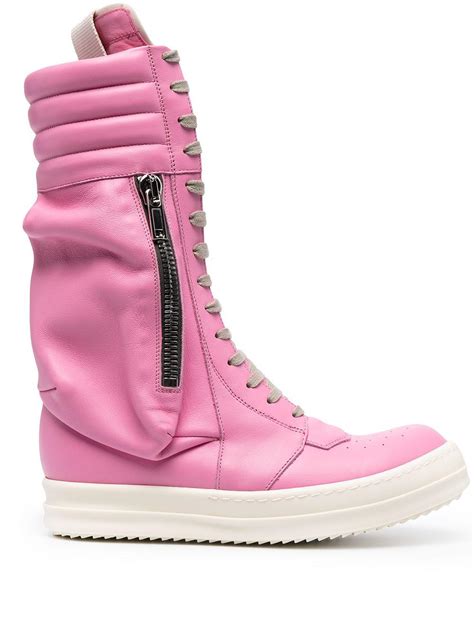 Rick Owens Leather Sneaker Boots In Pink Lyst