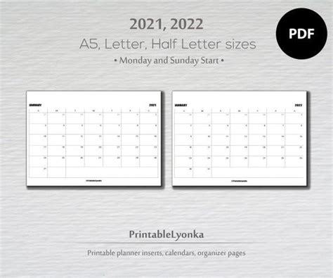 2022 Year Planner Printable Example Calendar Printable