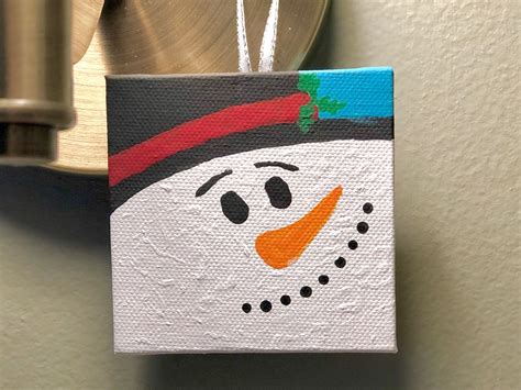 Painted A Mini Canvas Turned It Into Xmas Ornament Xmas Ornaments