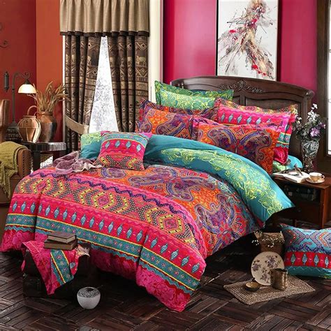 Bohemian Bedding Set Luxury 4pcs Bed Linens Set King Queen Size Duvet