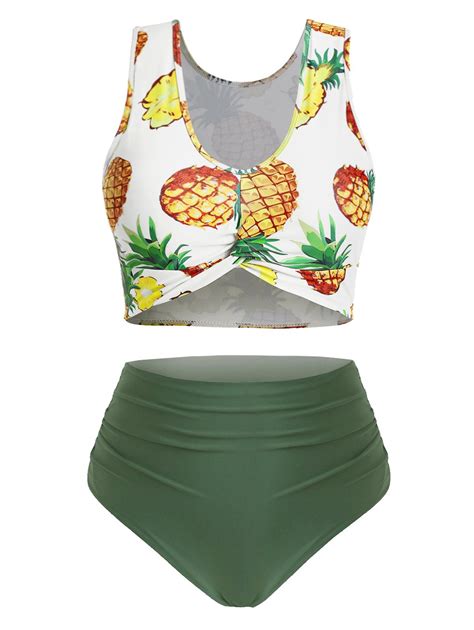 32 Off 2021 Pineapple Twist Front Ruched High Waisted Plus Size