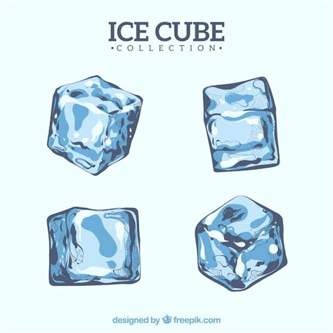 Ice Cube Collection With Hand Drawn Style Vector Free Download