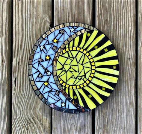 Mixed Media Mosaicstained Glass Mosaic Moon And Sun Celestial Decor