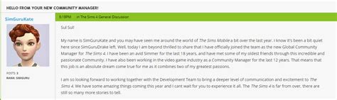 New Global The Sims 4 Community Manager Platinum Simmers