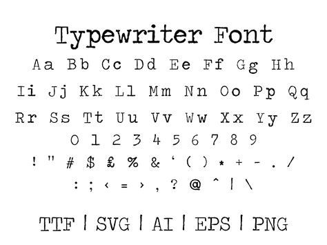 Typewriter Font Ttf Svg Eps Png Cricut Silhouette Etsy India
