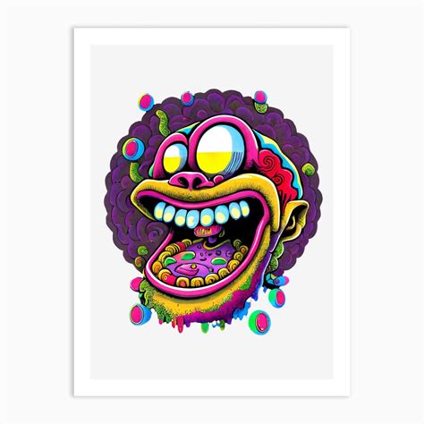 Trippy Face Art Print By Magnolion Fy