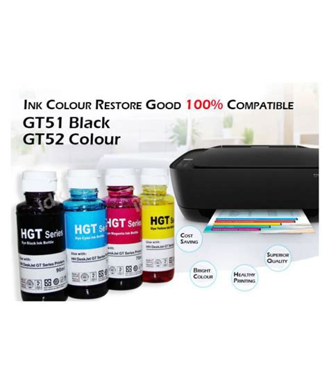 Intop Refill Hp Gt51 52 Multicolor Pack Of 4 Ink Bottle For Hp Ink