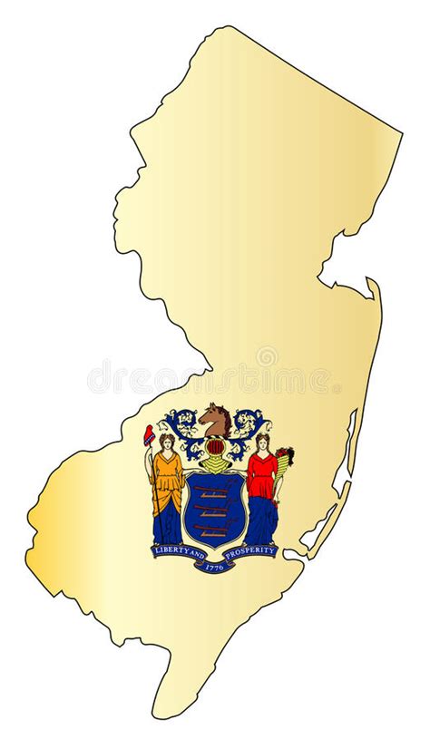 Mapa Y Bandera Del Esquema De New Jersey Ilustración del Vector