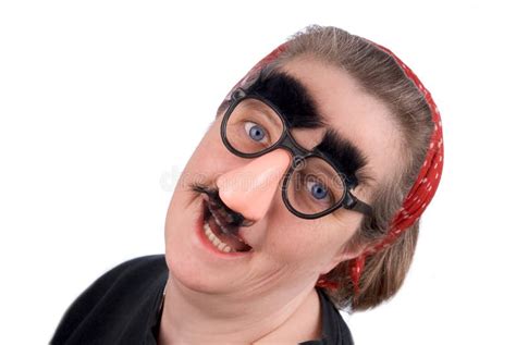 Woman Wearing Fake Nose And Gl Stock Photo Image Of Identitiy