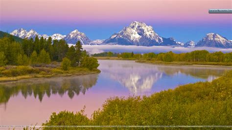 Oxbow Bend Of The Snake River And Mount Moran Wallpaper