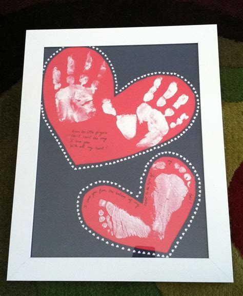 Valentine Hand And Footprint Crafts Easy Craft For Toddlers