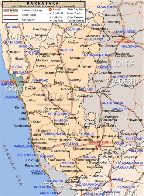Satellite map of karnataka, cropped outside. Destination Karnataka