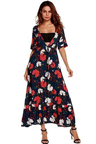 Elesol Women Deep V Floral Summer Beach Bohemian Long Maxi Dress Amazon Most Trusted E