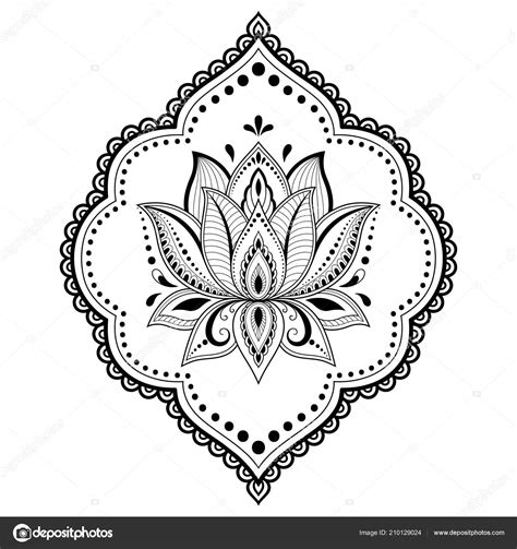 Mehndi Lotus Flower Pattern Henna Drawing Tattoo Decoration Ethnic Oriental Stock Vector Image