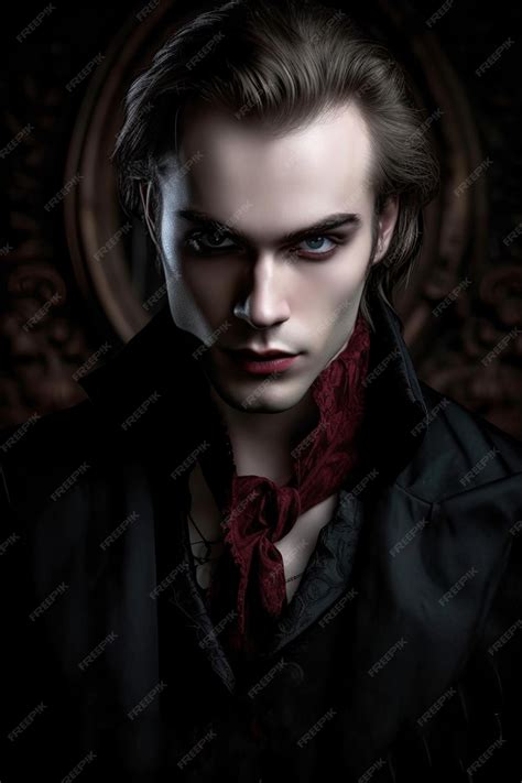 Premium Ai Image Portrait Of An Attractive Male Vampire On Black
