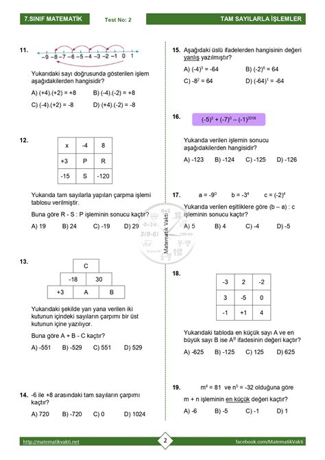 S N F Tam Say Larla Arpma Ve B Lme Lemi Testi Matematik Vakti