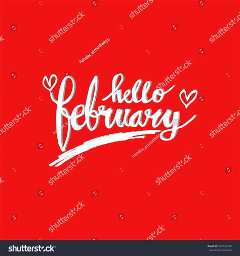 Hello February Hand Drawn Design Calligraphy Stock Vector Royalty Free