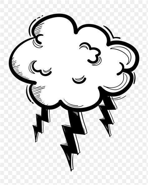 Png Thunder Cloud Pastel Doodle Cartoon Clipart Free Image By