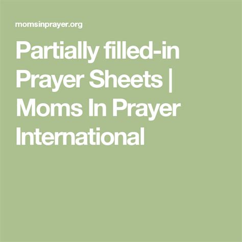 Partially Filled In Prayer Sheets Moms In Prayer International Mom Prayers Prayers Special