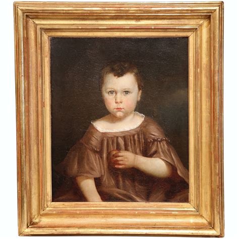 Early 19th Century French Oil Portrait Painting In Gilt Frame Country