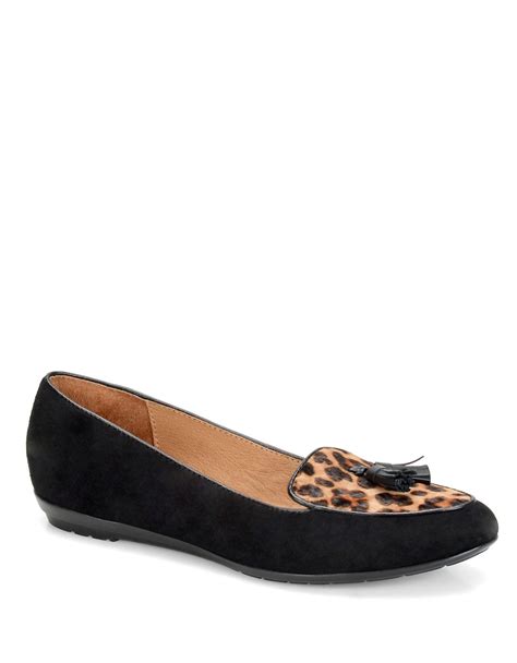 Söfft Bryce Leopard Print Calf Hair And Suede Smoking Flats In Black Lyst