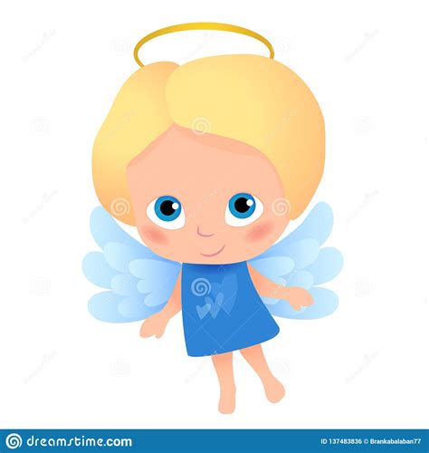 Angel Cartoon With Blonde Hair And Blue Eyes Stock Vector