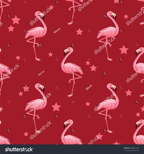 Flamingo Seamless Pattern Background Pink Flamingo Stock Vector