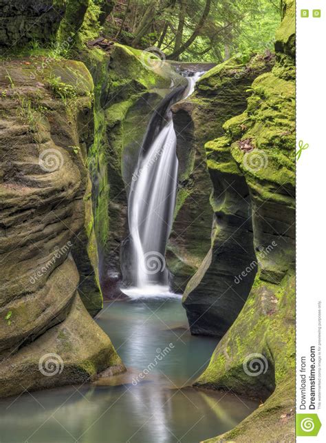 Secluded Waterfall Stock Photo Image Of Green Blurred 75168456
