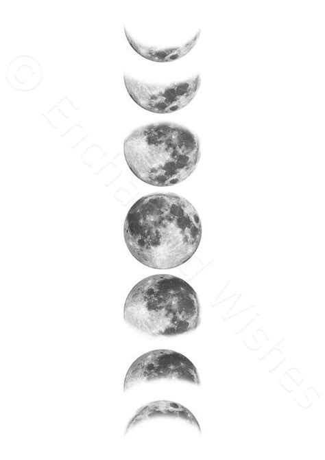 Black And White Moon Phases Print Printable Digital Moon Etsy Moon