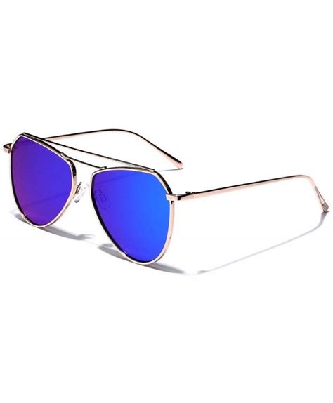 Reflective Full Metal Frame Double Bridge Cross Bar Aviator Sunglasses Gold Midnight