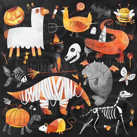 Halloween Animals Graphics Set Digitalartsi