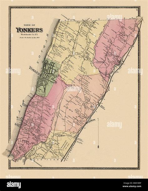 Map Of Yonkers 1867 Stock Photo Alamy