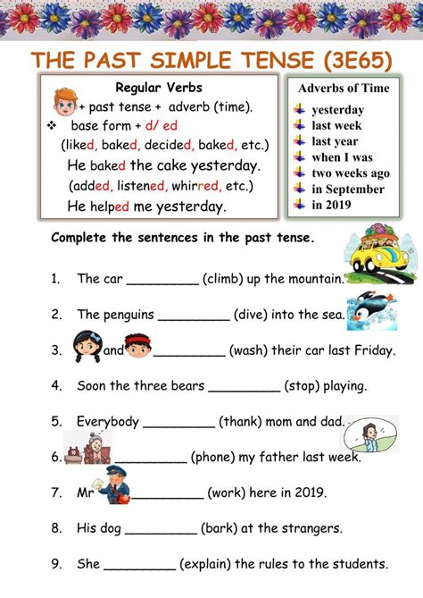 The Past Simple Tense Interactive Worksheet Simple Past Tense Simple Past Tense Worksheet