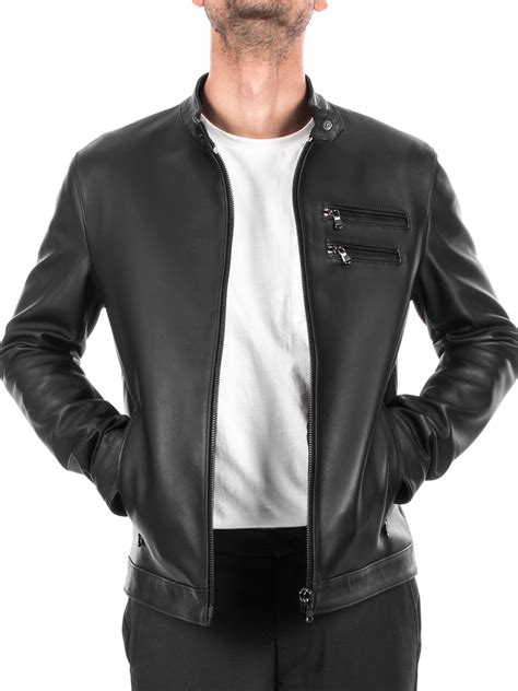 Black Lambskin Leather Jacket For Men