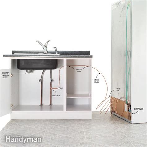 Replacing a kitchen faucet requires working in a tight space inside the sink cabinet. How to Install Refrigerator Plumbing | The Family Handyman