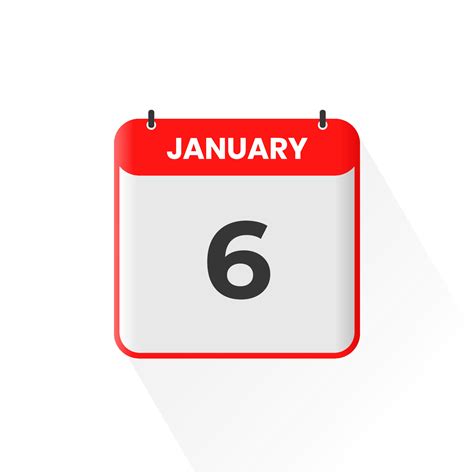 6th January Calendar Icon January 6 Calendar Date Month Icon Vector