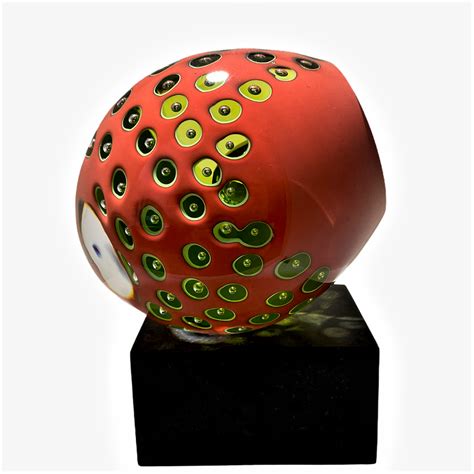 Discovery Red Glass Graal Sculpture Handmade In Sweden