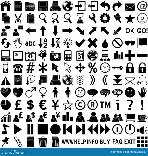 Iconos Del Web Negro En Blanco Stock De Ilustración Ilustración De