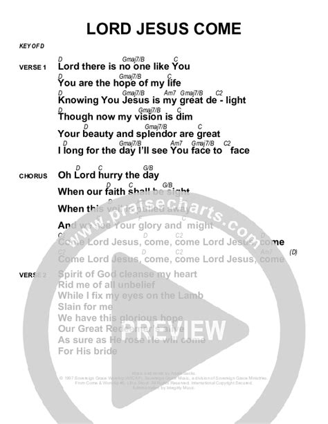 Lord Jesus Come Chords Pdf Sovereign Grace Praisecharts