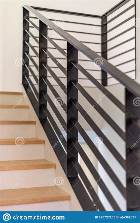 Custom Black Metal Stair Railing Stock Image Image Of Detail Design
