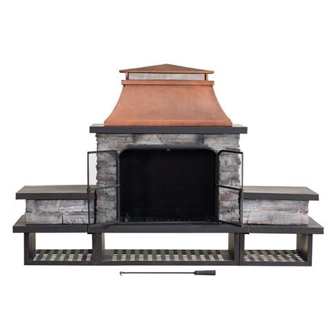Sunjoy Copper Steel Outdoor Wood Burning Fireplace In The Outdoor Wood