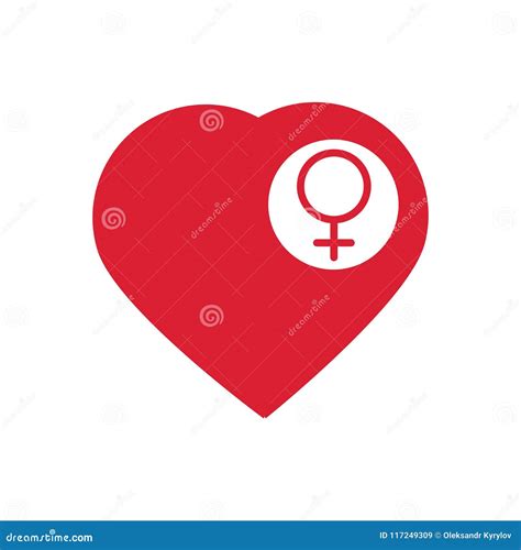 Female Sign Icon In The Heart Woman Sex Heart Button Vector Vector Illustration Flat Design