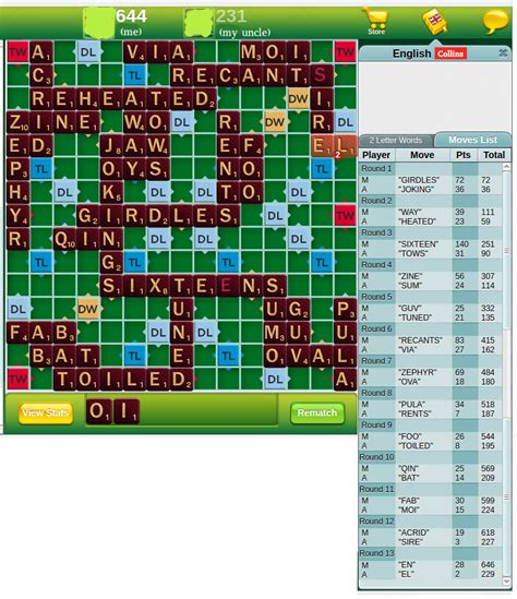 Just finished a game with a score of 644! : scrabble