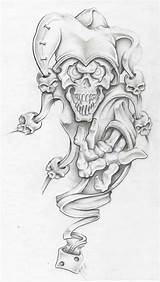 Tattoo Skull Drawings Drawing Sketches Designs Evil Joker Jester Tattoos Coloring Skulls sketch template