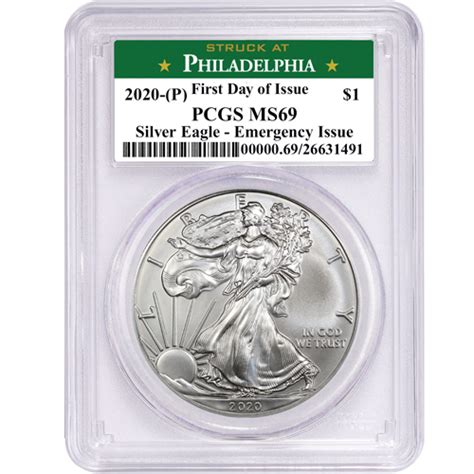 2020 P 1 Oz Silver American Eagle Coins Pcgs Ms69 Fdoi