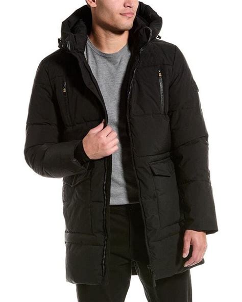 Point Zero Hooded Long Puffer Jacket In Black For Men Lyst